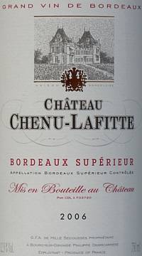 Grand Vin de Bordeaux Chateau Chenu-Lafitte Bordeaux Superieur