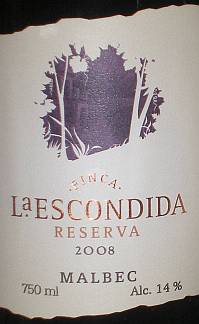 Finca La Escondida Reserva Malbec