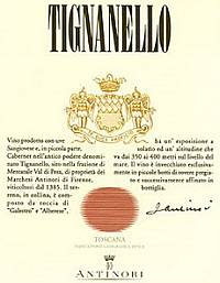 Tignanello Toscana Rosso Antinori
