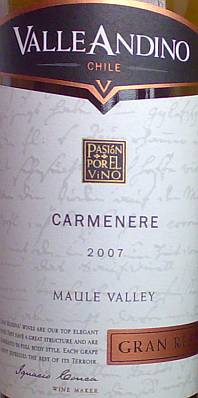 Valle Andino Pasion por el Vino Gran Reserva Carmenere