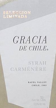 Gracia de Chile Syrah Carmenere Seleccion Limitada