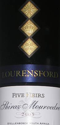 Lourensford Five Heirs Shiraz Mourvedre Stellenbosch