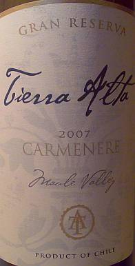 Tierra Alta Gran Reserva Carmenere