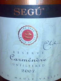 Segu Carmenere Reserva Unfiltered