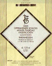 Oppenheimer Schloss Muller Thurgau Halbtrocken Rheinhessen