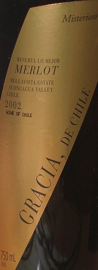 Gracia de Chile Reserva Lo Mejor Misterioso Merlot