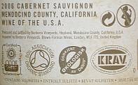 Bonterra Mendocino Caunty Organically Grown Cabernet Sauvignon