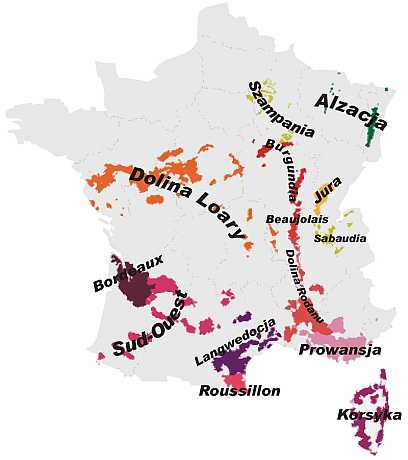 wina francuskie apelacje - AOC - Apelation Controlee